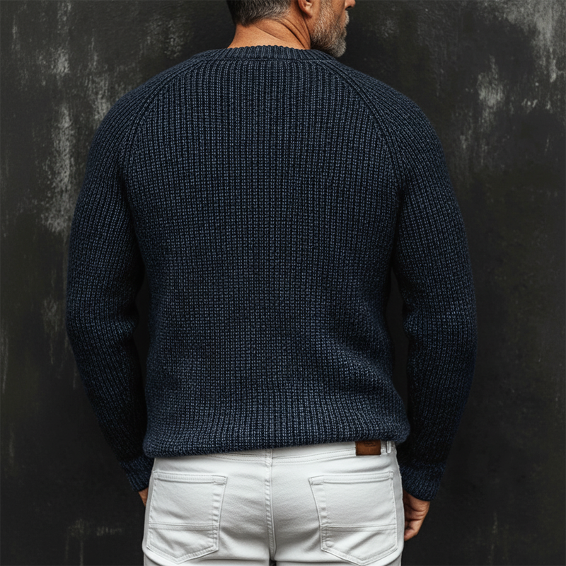 Charlie™ | Men’s Navy Henley Knit Sweater