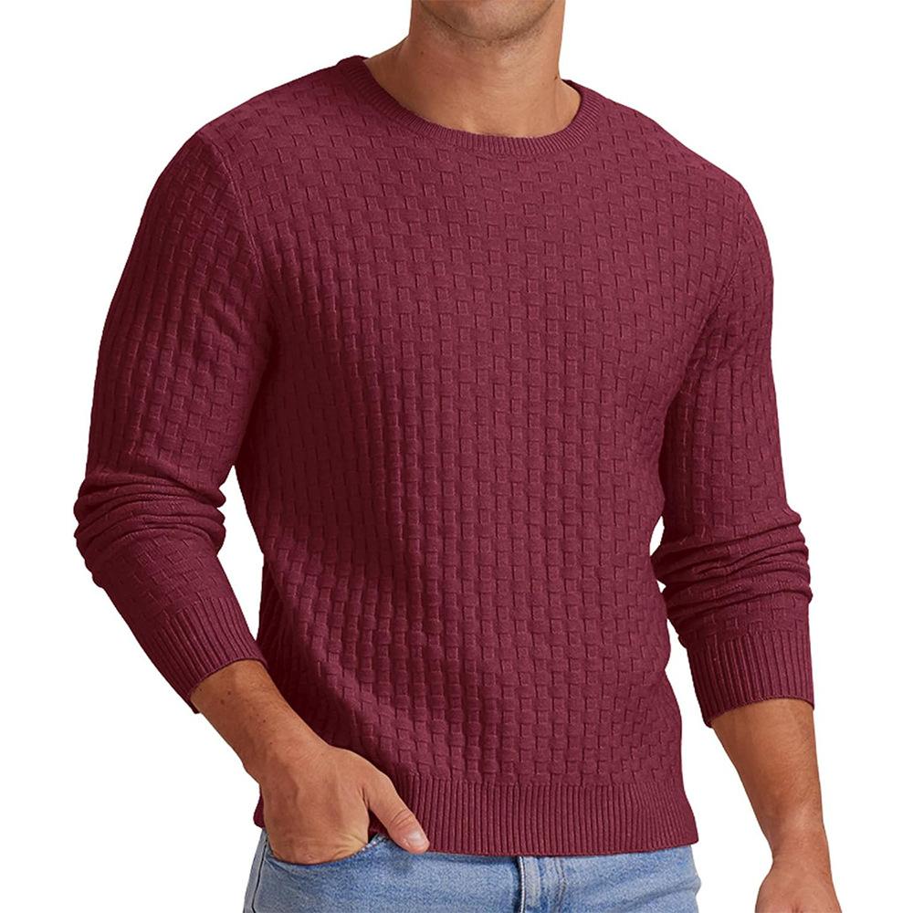 Henry™ | Men's Waffle Solid Color Crew Neck Pullover Knit Sweater