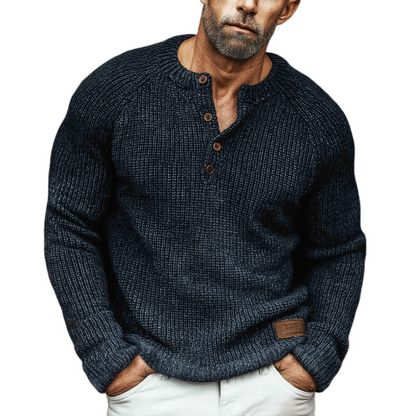 Charlie™ | Men’s Navy Henley Knit Sweater