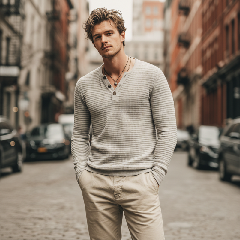 Robert™ | Men’s Plaid Textured V-Neck Sweater