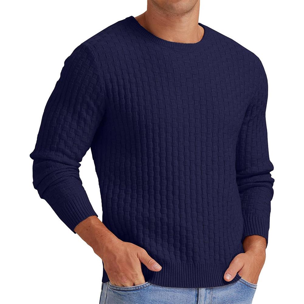 Henry™ | Men's Waffle Solid Color Crew Neck Pullover Knit Sweater