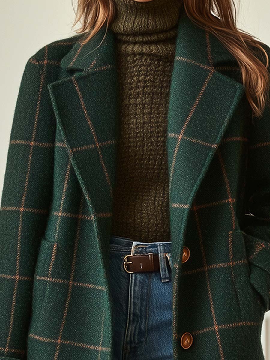 Aretha™ | Retro Plaid Tweed Coat