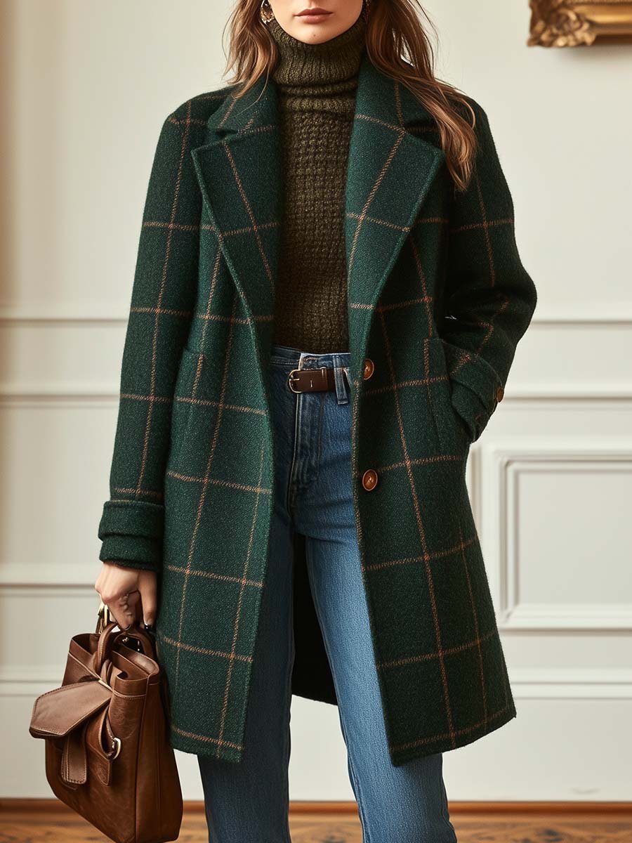 Aretha™ | Retro Plaid Tweed Coat