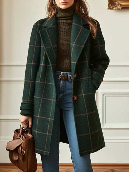 Aretha™ | Retro Plaid Tweed Coat