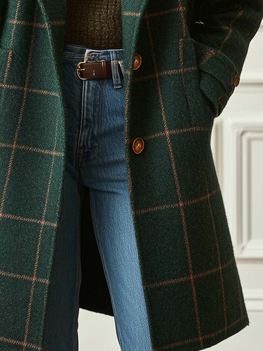 Vallery™ | Elegant Checked Wool Coat