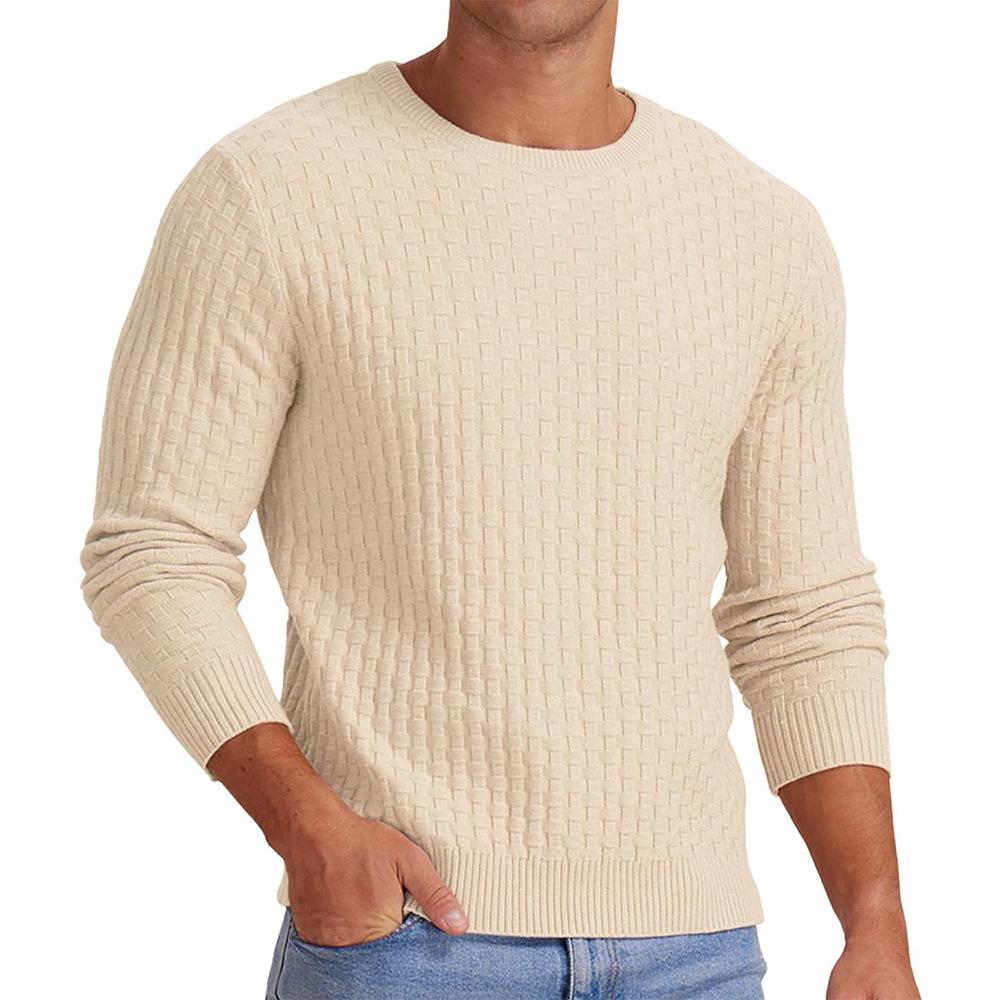 Henry™ | Men's Waffle Solid Color Crew Neck Pullover Knit Sweater