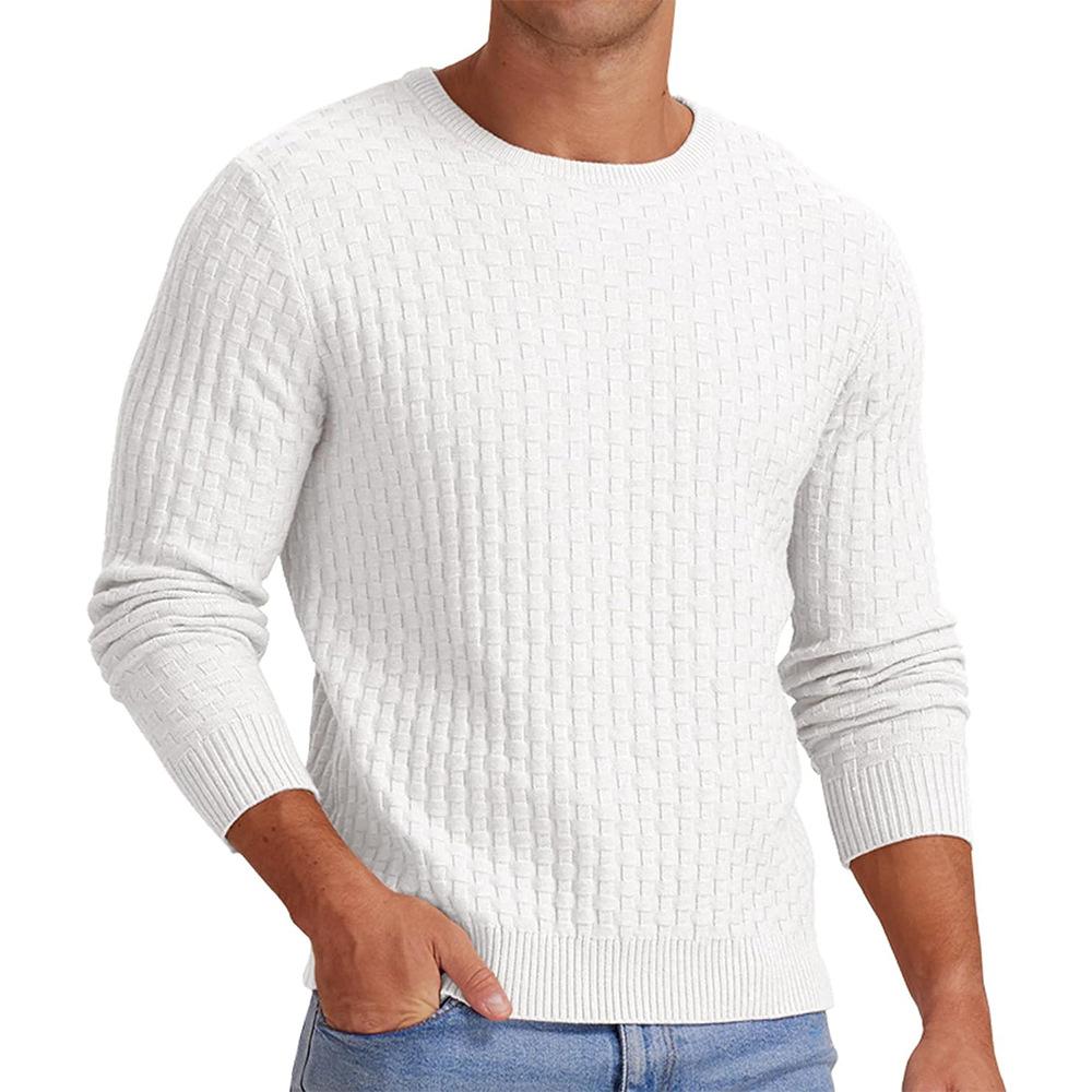 Henry™ | Men's Waffle Solid Color Crew Neck Pullover Knit Sweater