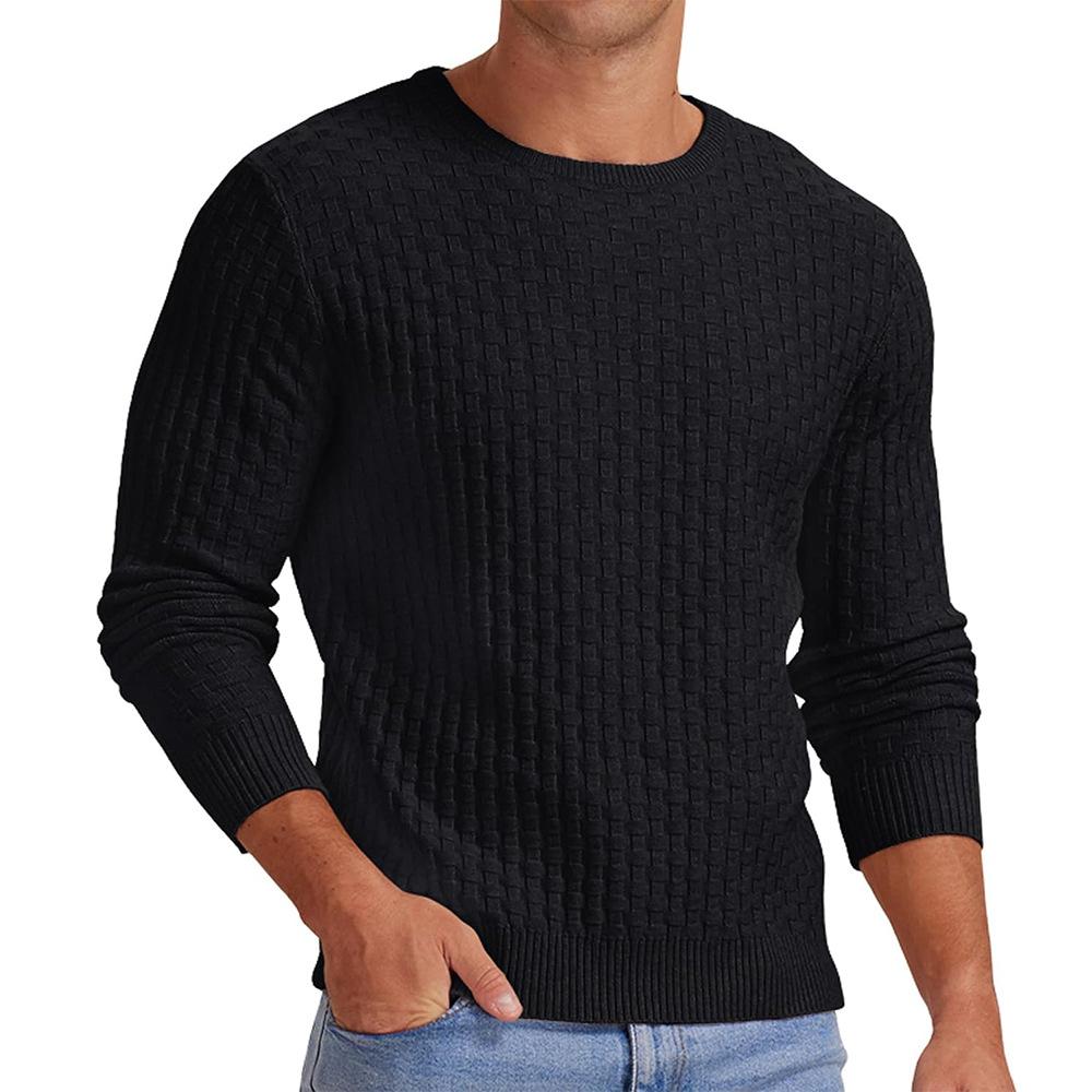 Henry™ | Men's Waffle Solid Color Crew Neck Pullover Knit Sweater