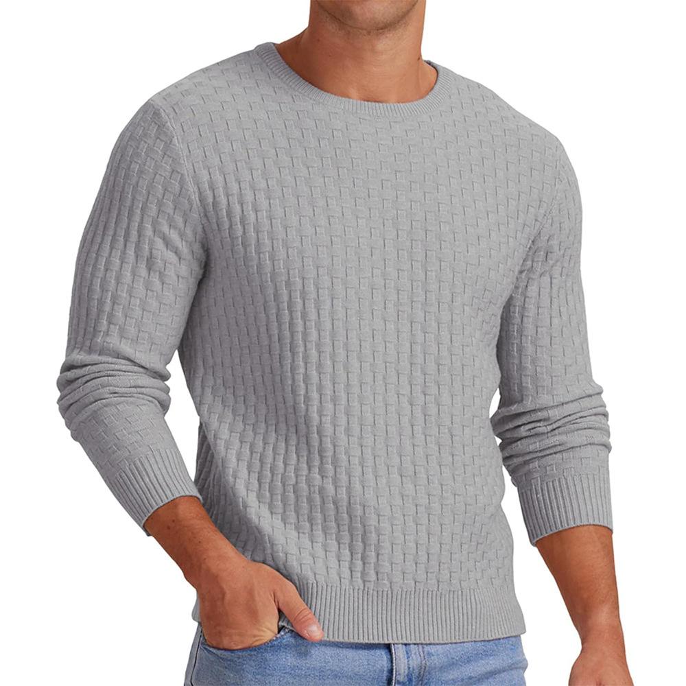Henry™ | Men's Waffle Solid Color Crew Neck Pullover Knit Sweater