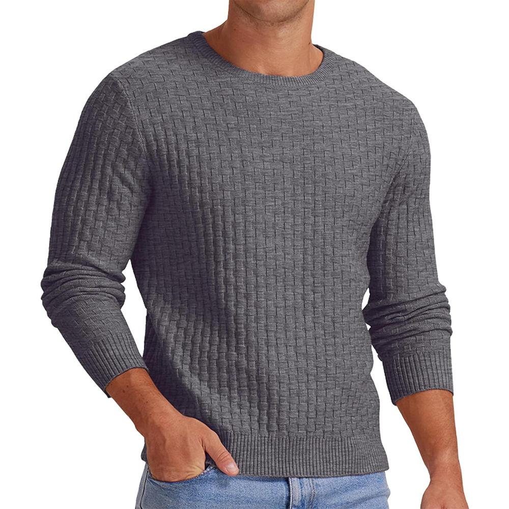 Henry™ | Men's Waffle Solid Color Crew Neck Pullover Knit Sweater
